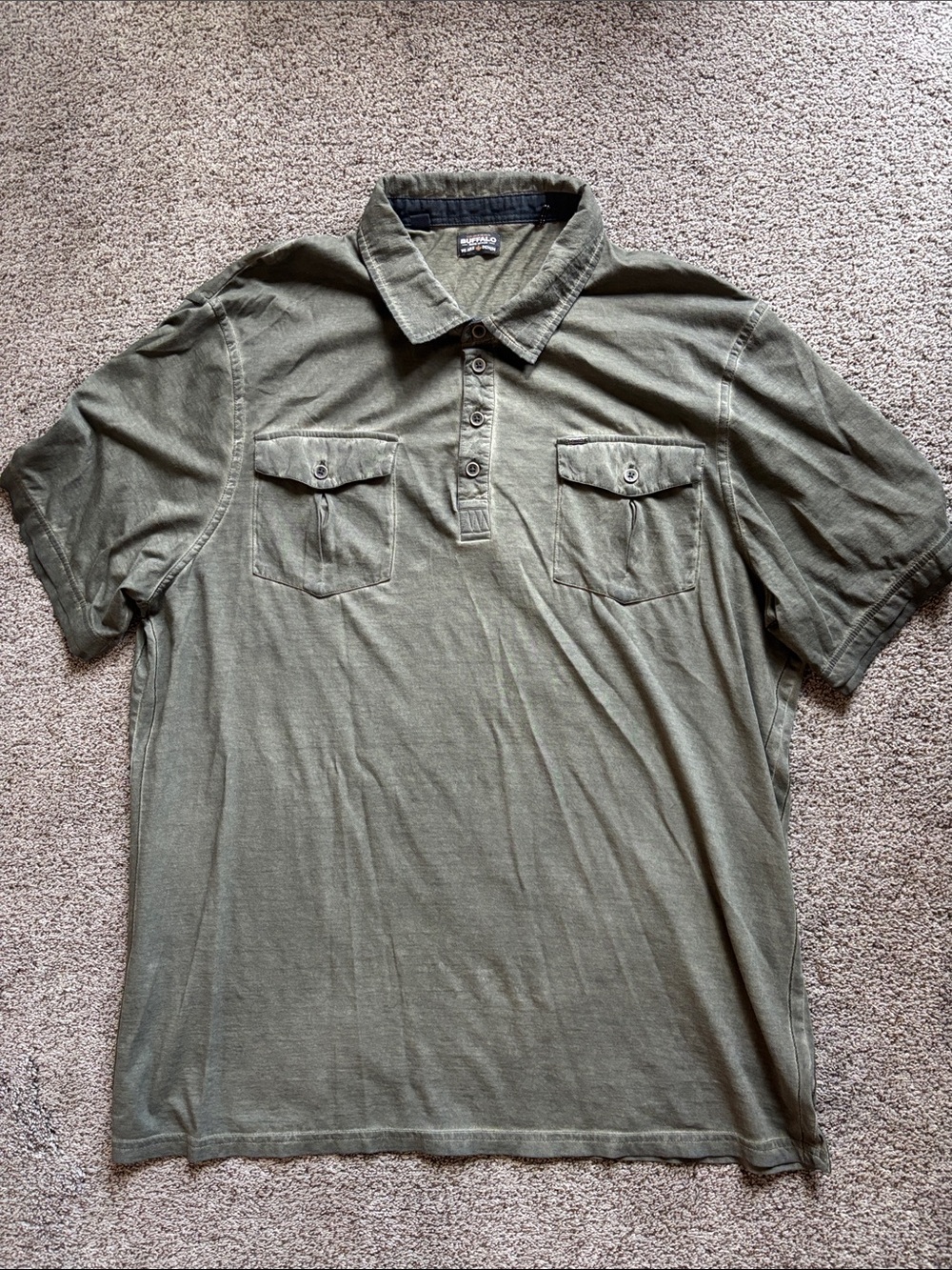 Buffalo Short-Sleeve Polo Shirt in Olive Green sz XXL